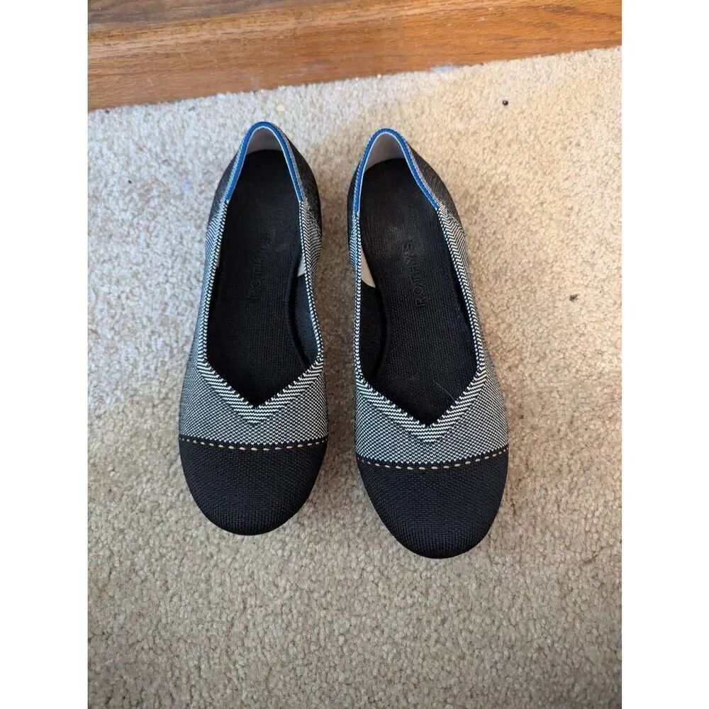 Rothy's The Flat Gray Mist Captoe Ballet Classic Shoes Gray | Black Size 9